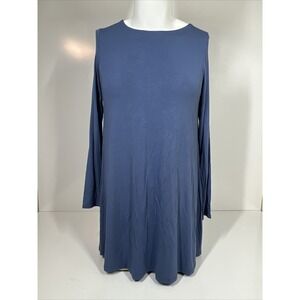 NWT B Sharp Tanboocel Lightweight Dark Blue Causal Fun Dress Flowy‎ Womens SZ L